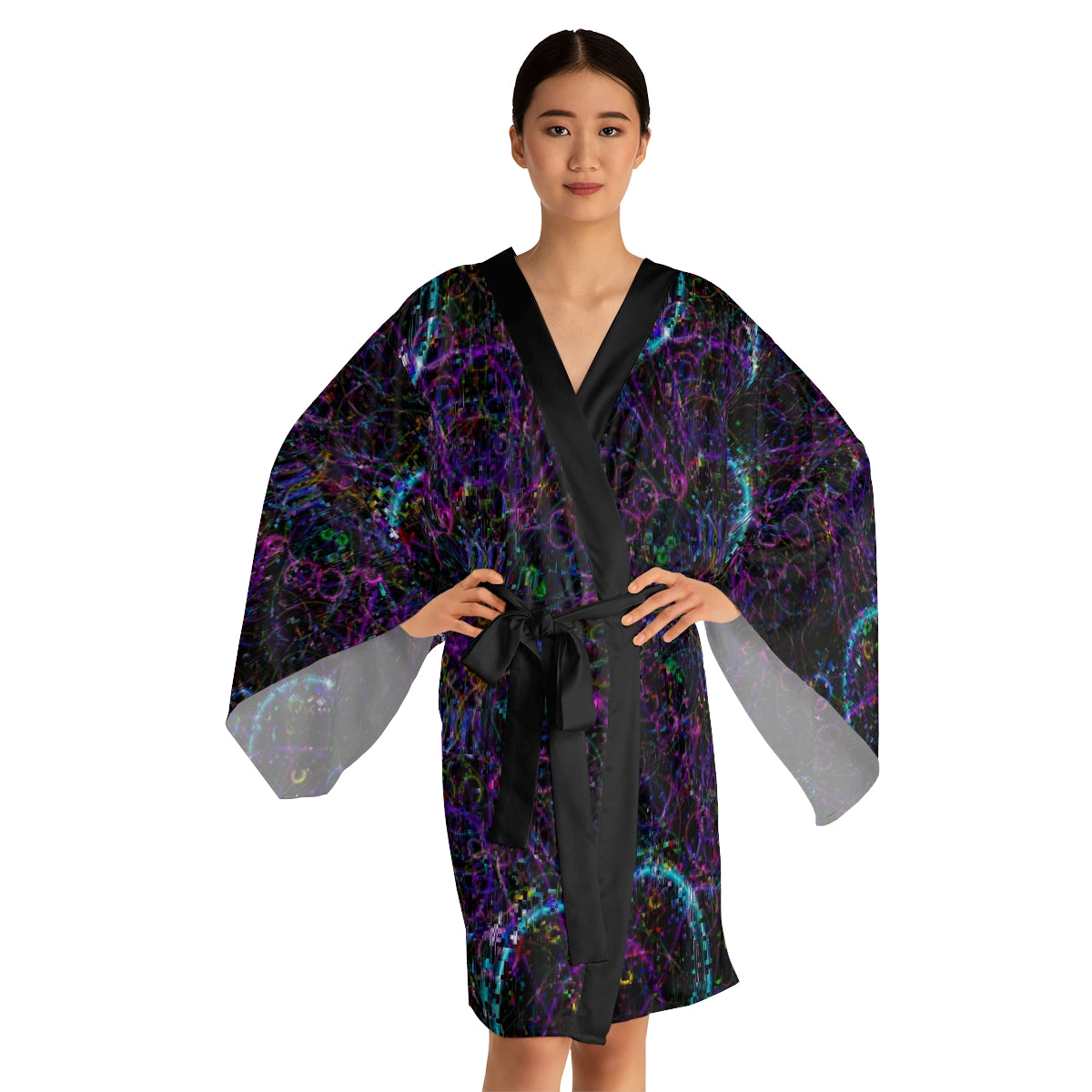 Glitchy Long Sleeve Kimono Robe
