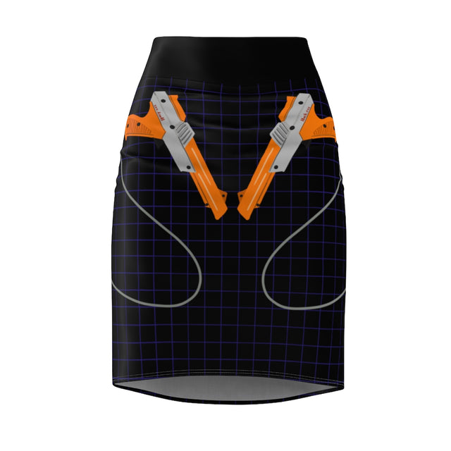 Retro Gaming Pistolero Pencil Skirt