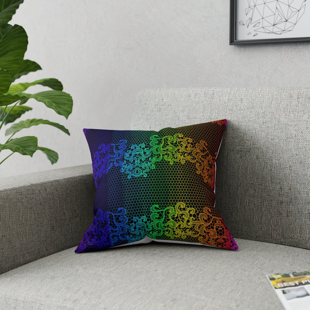 Lacy rainbow Broadcloth Pillow
