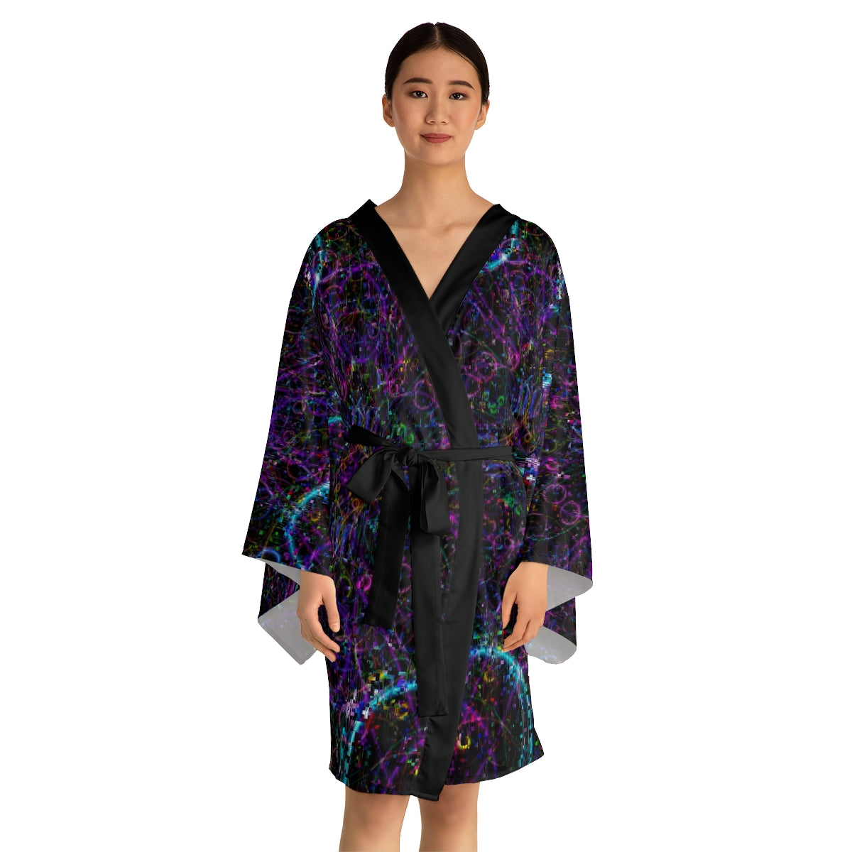 Glitchy Long Sleeve Kimono Robe