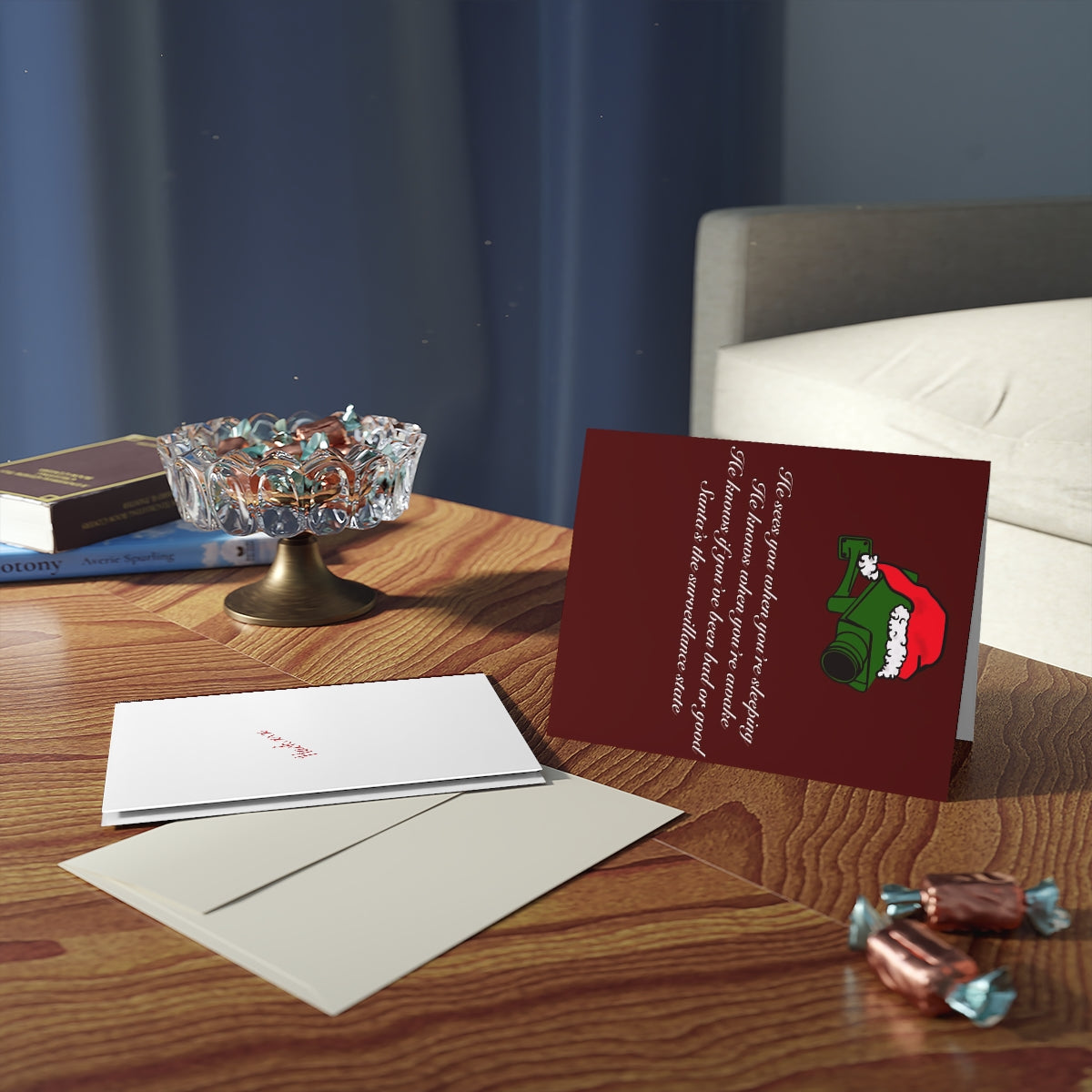 Santa surveillance Greeting cards (8, 16, and 24 pcs)