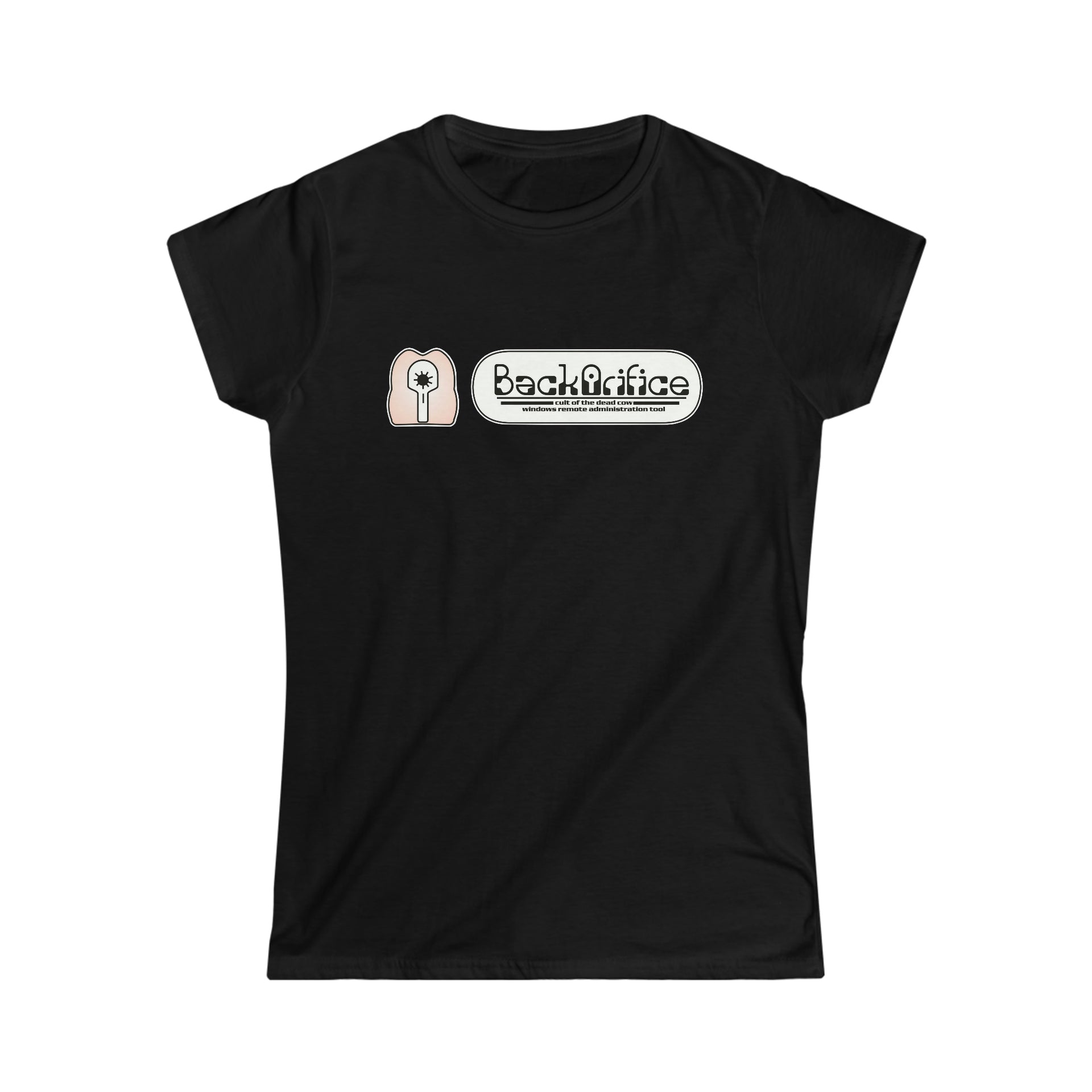 Back Orifice logo Women's Softstyle Tee