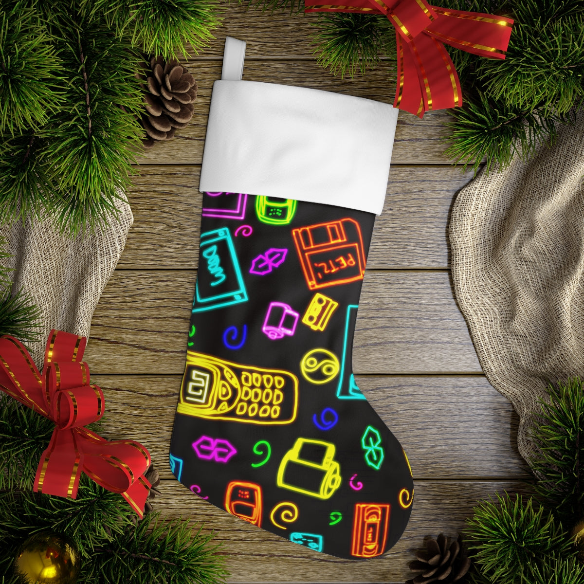 Retro devices Holiday Stocking